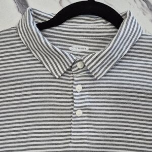 Old Navy Soft Washed Striped Polo Shirt, Gray & White Large